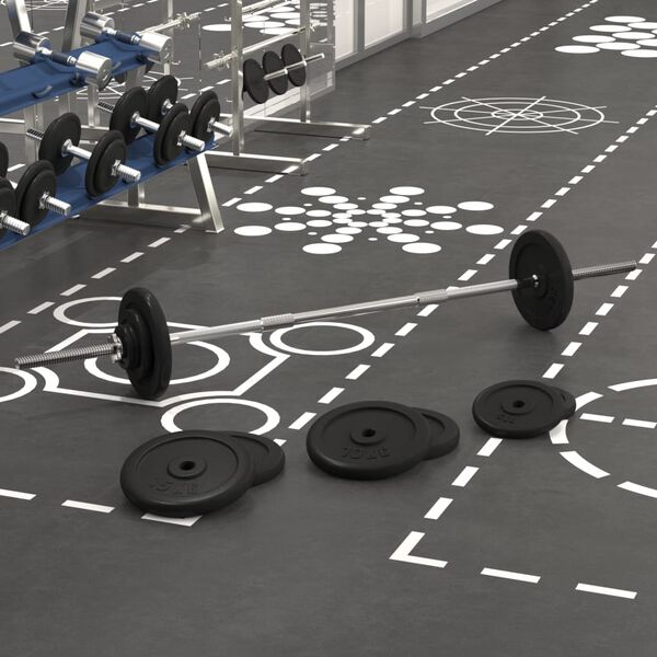 vidaXL Palica z utežmi 90 kg lito železo