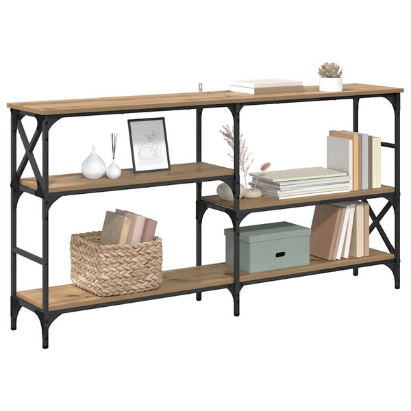 vidaXL Konzolna miza Umetni hrast 150 x 29 x 76,5 cm Konstruiran les