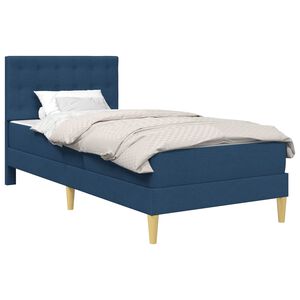 vidaXL Posteljni okvir z vzmetnico z vzglavjem Modra 80 x 200 cm Blago