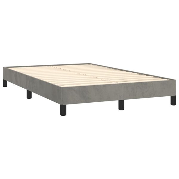 vidaXL Box spring postelja z vzmetnico svetlo siva 120x190 cm žamet