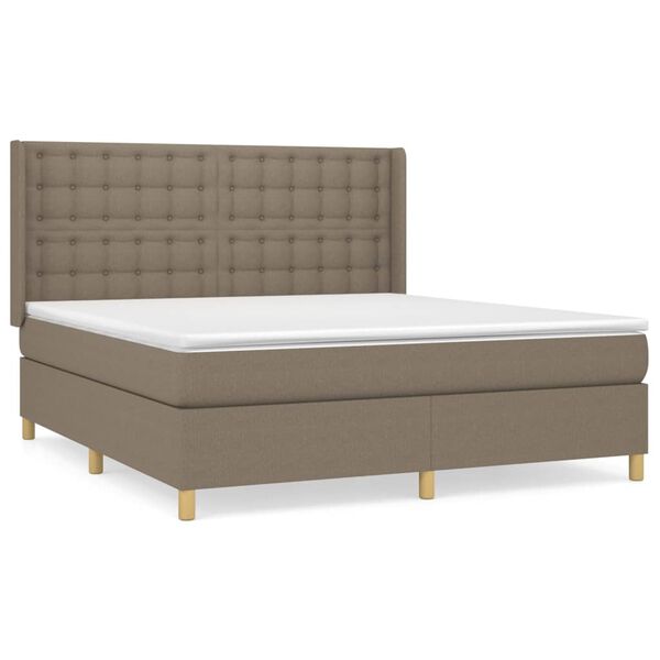 vidaXL Box spring postelja z vzmetnico taupe 160x200 cm blago