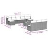 vidaXL Vrtna sedežna garnitura 11-delna z blazinami sv. siv poli ratan