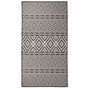 vidaXL Zunanja preproga plo&scaron;čato tkanje 80x150 cm črne črte