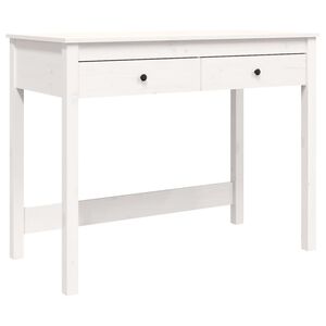 vidaXL Pisalna miza s predali bela 100x50x78 cm trdna borovina