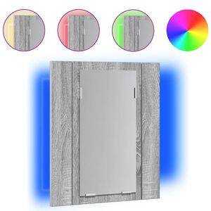 vidaXL LED kopalni&scaron;ka omarica z ogledalom siva sonoma 40x12x45 cm