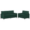 vidaXL Kavčna garnitura 2 pcs Temno zelena Žamet