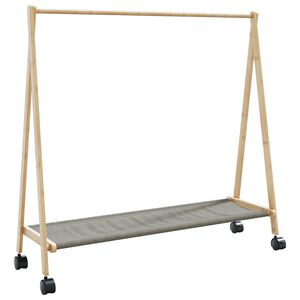 vidaXL Stojalo za oblačila s policami n kolesi 106x34x106,5 cm Bambus