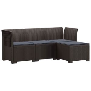 vidaXL 4-sedežna vrtna sofa z blazinami, rattan videz PP Rjava