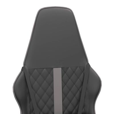 vidaXL Masažni gaming stol sivo in črno umetno usnje
