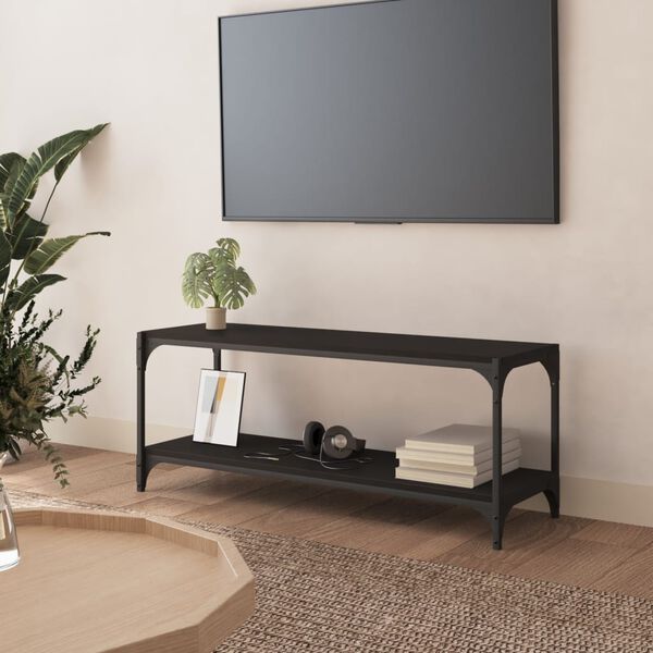 vidaXL TV omarica črna 100x33x41 cm inženirski les in jeklo