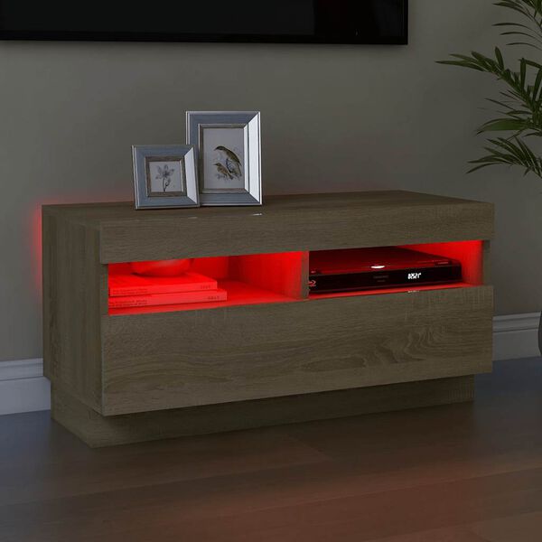 vidaXL TV omarica z LED lučkami sonoma hrast 80x35x40 cm