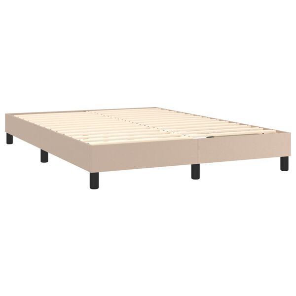 vidaXL Box spring postelja z vzmetnico kapučino 140x190cm umetno usnje