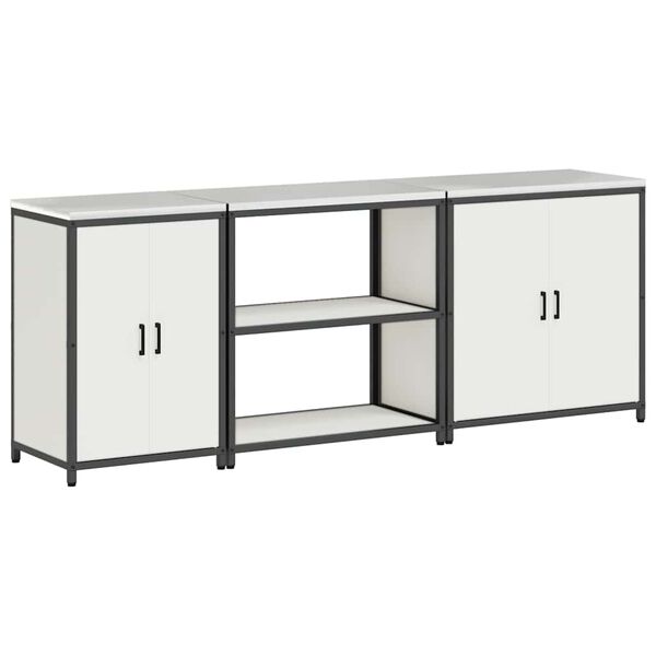 vidaXL Kuhinjski set za shranjevanje s polico Drugo 3 pcs Bela Jeklo