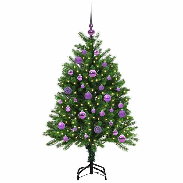 vidaXL Božično drevo med 150 LED z stojalom Zelena 120 cm PE