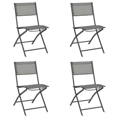 vidaXL Zložljivi zunanji stoli 4 kosi sivo jeklo in tekstil