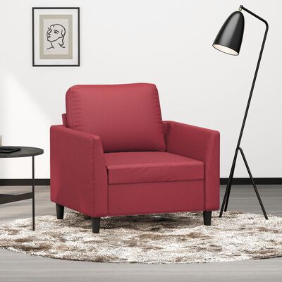 vidaXL Fotelj vinsko rdeč 60 cm umetno usnje