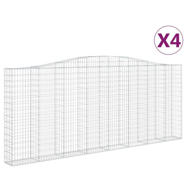 vidaXL Obokane gabion košare 4 kosi 400x30x160/180 cm pocinkano železo