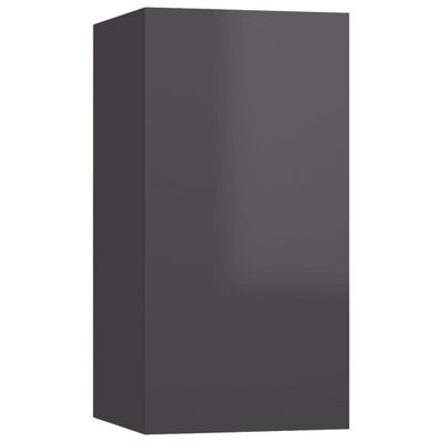 vidaXL Komplet TV omaric 7-delni visok sijaj siva iverna plošča