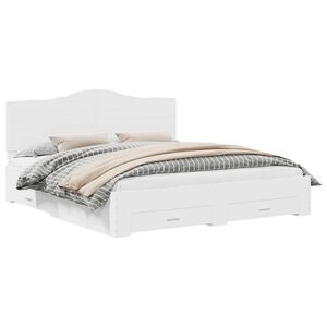 vidaXL Konstrukcija postelje Bela 200 x 200 cm Konstruiran les