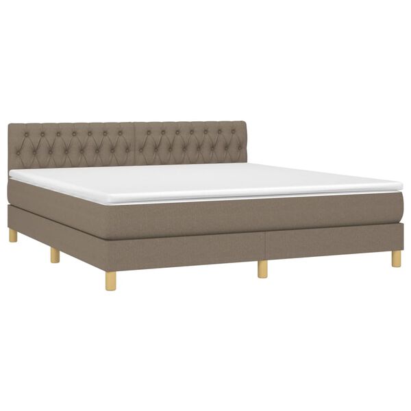 vidaXL Box spring postelja z vzmetnico taupe 180x200 cm blago