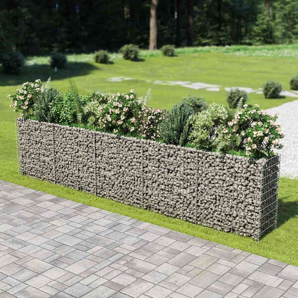vidaXL Visoka greda gabion pocinkano jeklo 450x50x100 cm