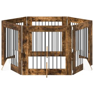 vidaXL Vrata za pse z stojali 6 pcs Dimljen hrast 80 x 80 cm