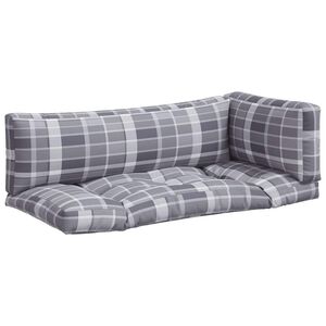 vidaXL Blazine za palete 3 kosi sivo karirasto blago
