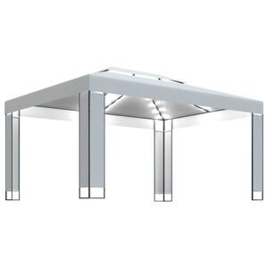 vidaXL Paviljon z LED lučkami bel 3x4 m