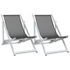 vidaXL Zložljivi stoli za na plažo 2 kosa siv aluminij in tekstil