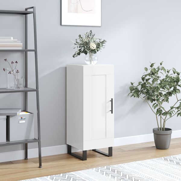 vidaXL Komoda visok sijaj bela 34,5x34x90 cm inženirski les