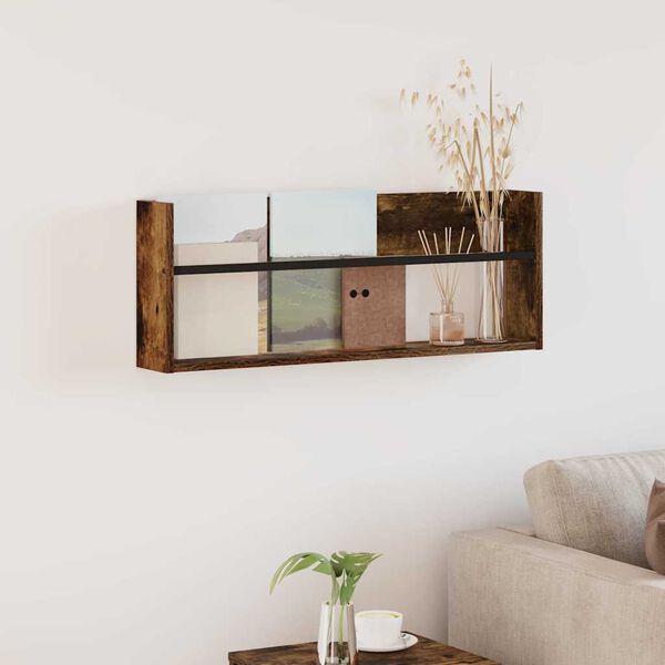 vidaXL Regal za revije Dimljeni oreh 80 x 12 x 30 cm Konstruiran les
