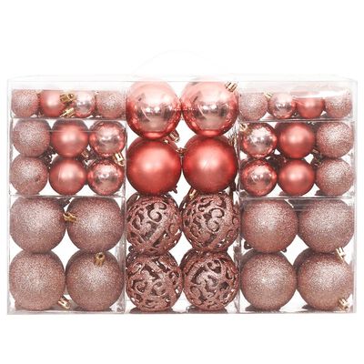 vidaXL Božične bunkice 100 kosov pink in roza 3 / 4 / 6 cm