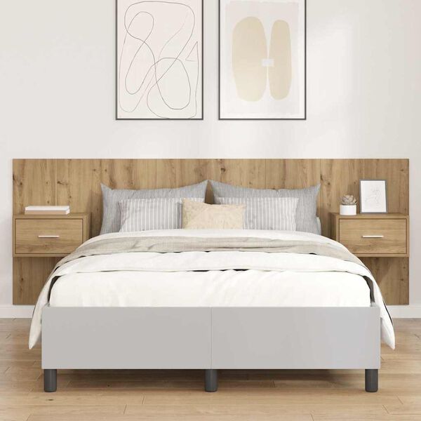 vidaXL Vznožnica z omarico 3 pcs Umetni hrast Konstruiran les