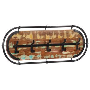 vidaXL Stenski obe&scaron;alnik za pla&scaron;če s 5 kljukami trden predelan les