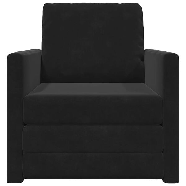 vidaXL Sofa postelja Črna 74 x 77 x 81 cm Žamet