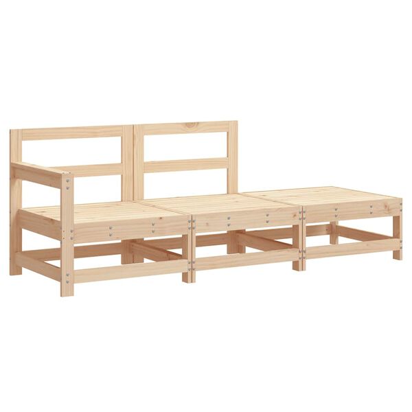 vidaXL Vrtna sedežna garnitura 3-delna z blazinami trden les