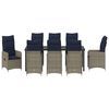 vidaXL Komplet za jedilnico v vrtu z blazino 9 pcs Črna Poly ratan