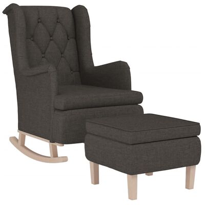 vidaXL Fotelj z gugalnimi nogami in stolčkom temno sivo blago