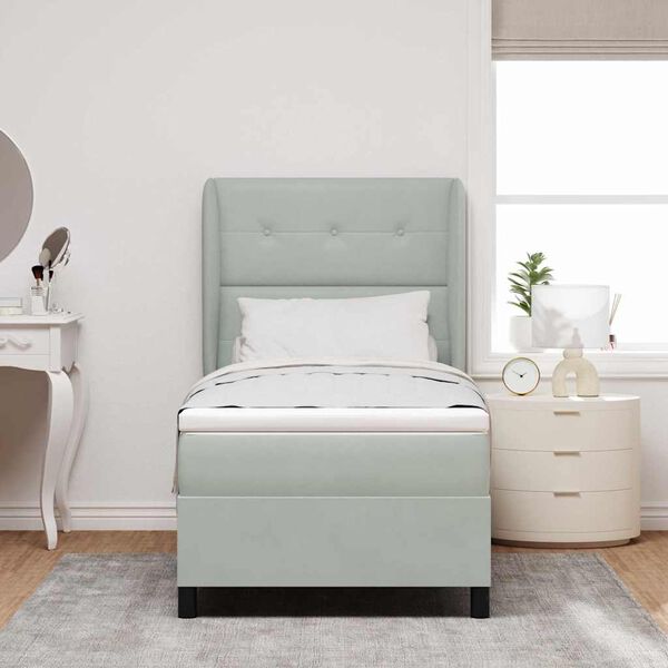 vidaXL Postelja z vzmetnico Svetlo siva 200 x 80 cm Poliester