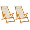 vidaXL plažna ležalnika z blazino 2 pcs Rjava Masiven les akacije