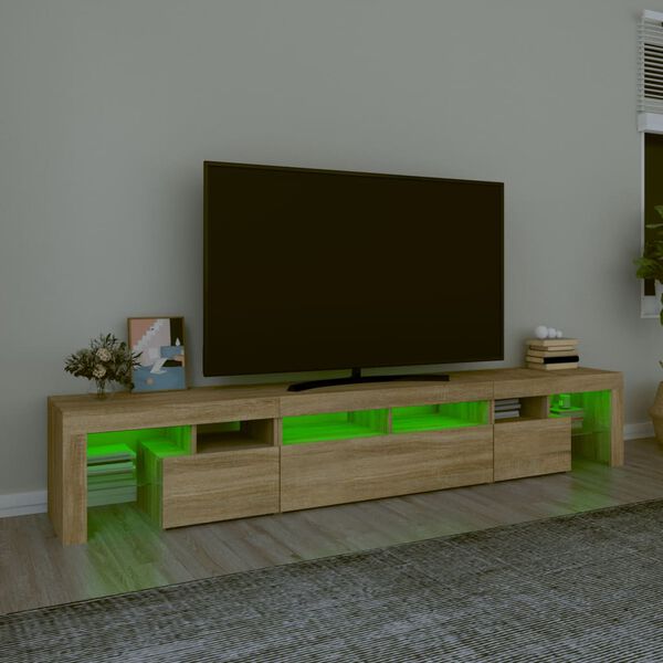 vidaXL TV omarica z LED lučkami sonoma hrast 230x36,5x40 cm