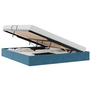 vidaXL Ottomanska postelja Temno modra 160 x 200 cm Žamet