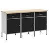 vidaXL Delovna omara s predalom 3 kos Črna in siva 150 x 55 x 85 cm