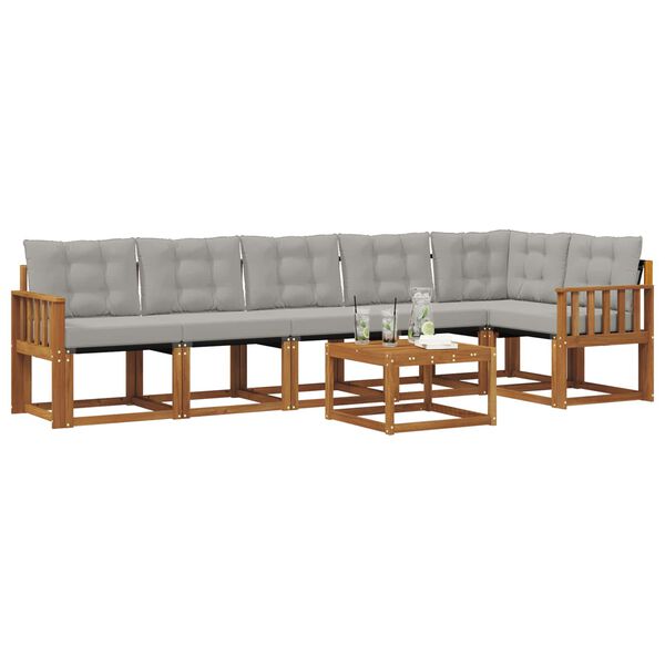 vidaXL Zunanja garnitura za sedenje 7 pcs Naravna in svetlo siva