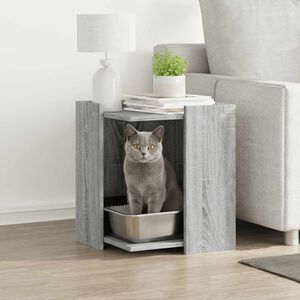 vidaXL Omara za mačje strani&scaron;če siva sonoma 80x50x45 cm inž. les
