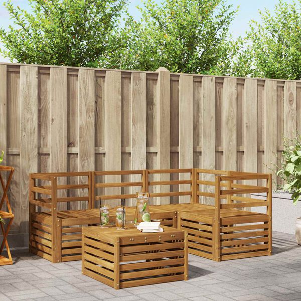 vidaXL Sedežne garniture 5 pcs Naravna Masiven les akacije