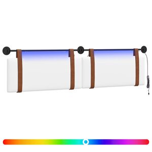 vidaXL Viseče vzglavje postelje Z LED svetlobo Bela Antikni PU