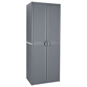 vidaXL Vrtna omara siva 65x45x172 cm PP ratan