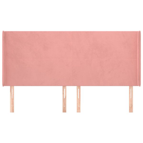 vidaXL Vzglavje z u&scaron;esi roza 163x16x118/128 cm žamet