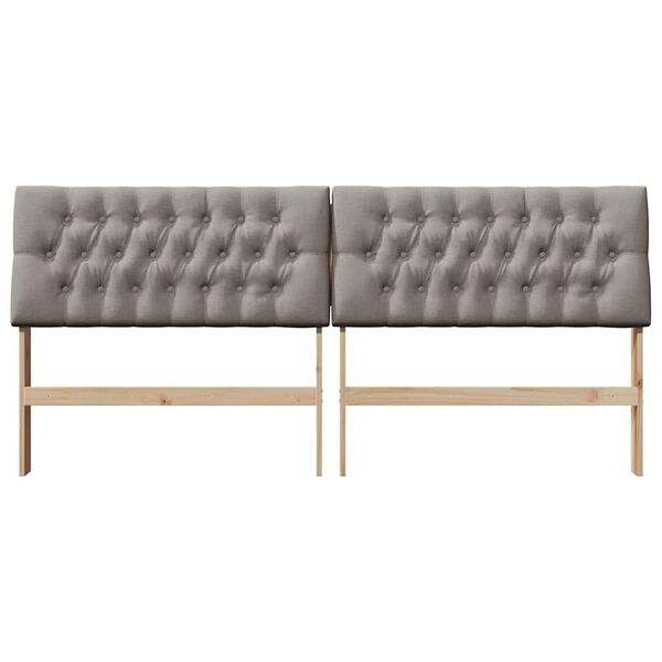 vidaXL Tapecirano vzglavje Taupe 200 cm Masivno borovo les